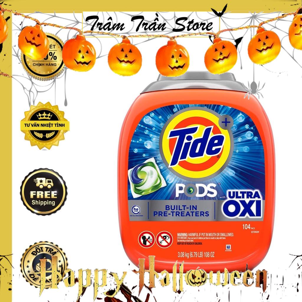 Viên giặt xả 4in1 Tide Pods Ultra Oxi 104 viên của Mỹ 3,08kg - giúp quần áo trắng sáng vượt trội