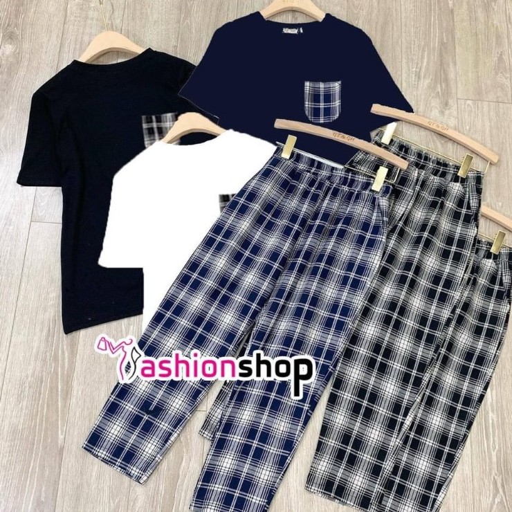 [Mã FAMAYWA2 giảm 10K đơn 50K] ĐỒ BỘ THUN DÀI CARO ÁO ĐẮP TÚI THỜI TRANG 3 SIZE 45-65KG TÙY CHIỀU CAO | BigBuy360 - bigbuy360.vn