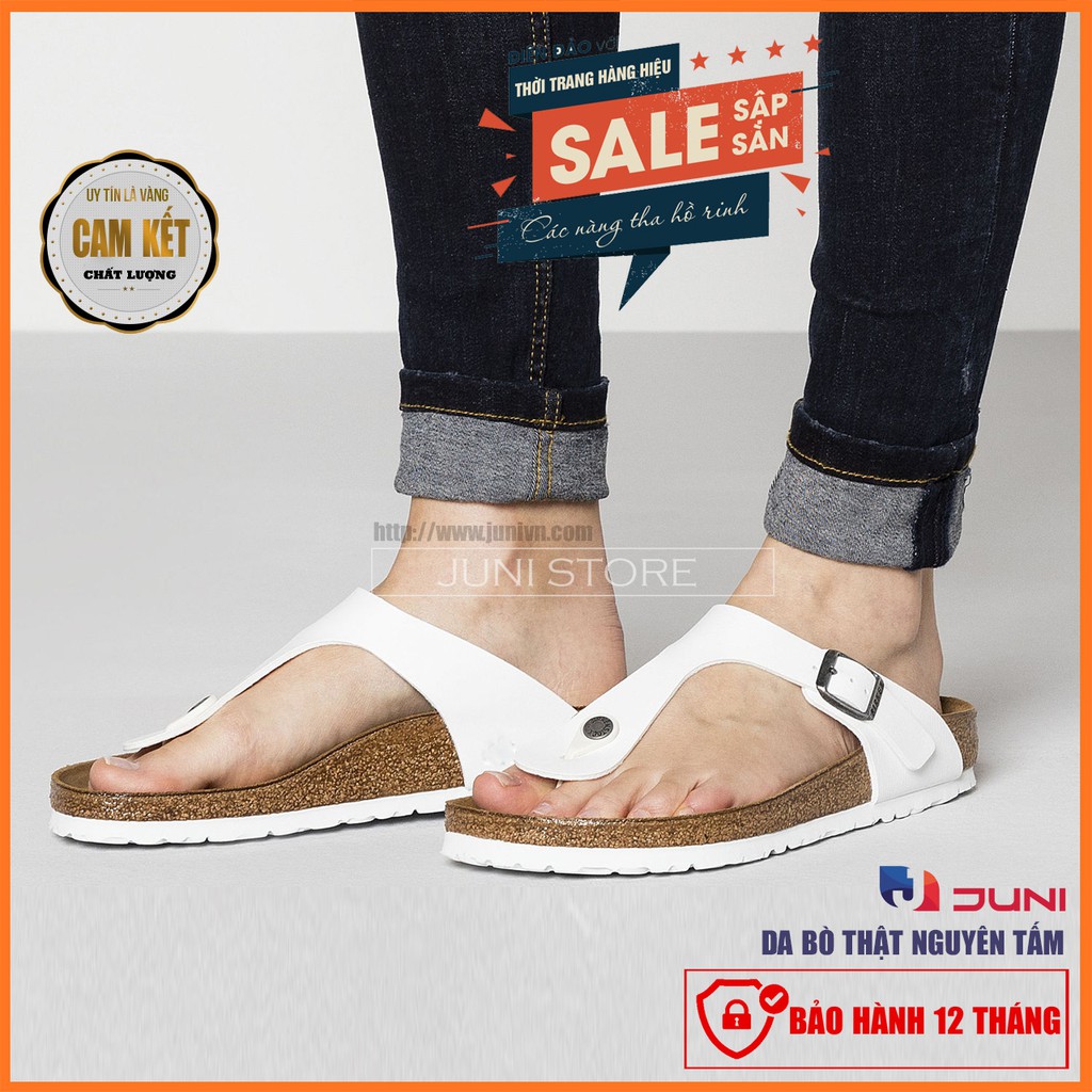 [DA BÒ THẬT] D07- Dép Sandal nam/nữ xỏ ngón Birken Bioline Unisex (Đế trấu) - Juni Store