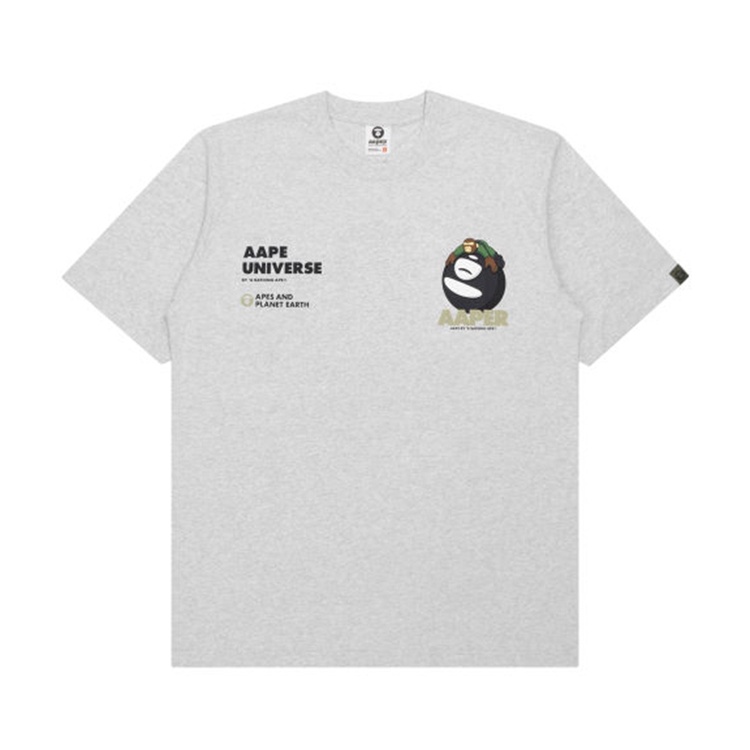 Áo Thun Tay Ngắn Cổ Tròn In Chữ Aape Và face Thời Trang Xuân Hè Cho Nam