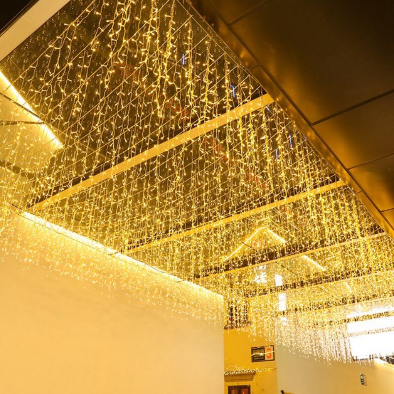 Dây Đèn led rèm trang trí 12m x0.6m Điểm Sao Băng, dây bóng đèn treo thả ngoài trời