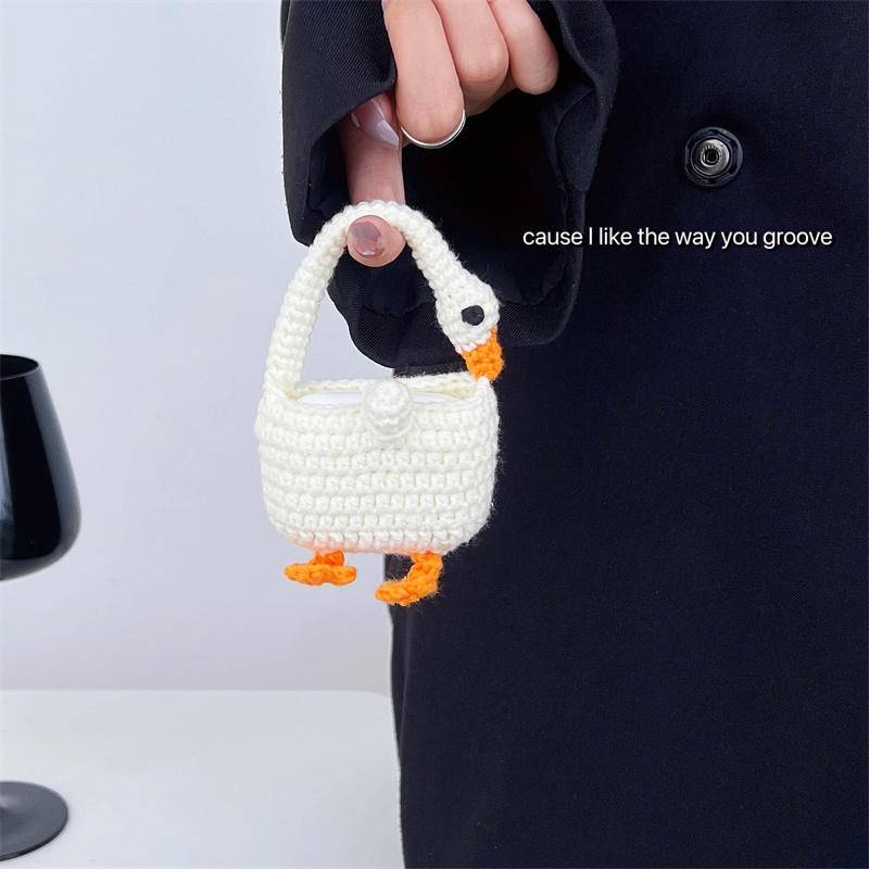 Vỏ Bảo Vệ Hộp Sạc Tai nghe không dây Airpods pro2 / 3 / 2 / 1 3 2 1 pro2 Bằng Len Hình Chim Hạc Màu Trắng Dễ Thương