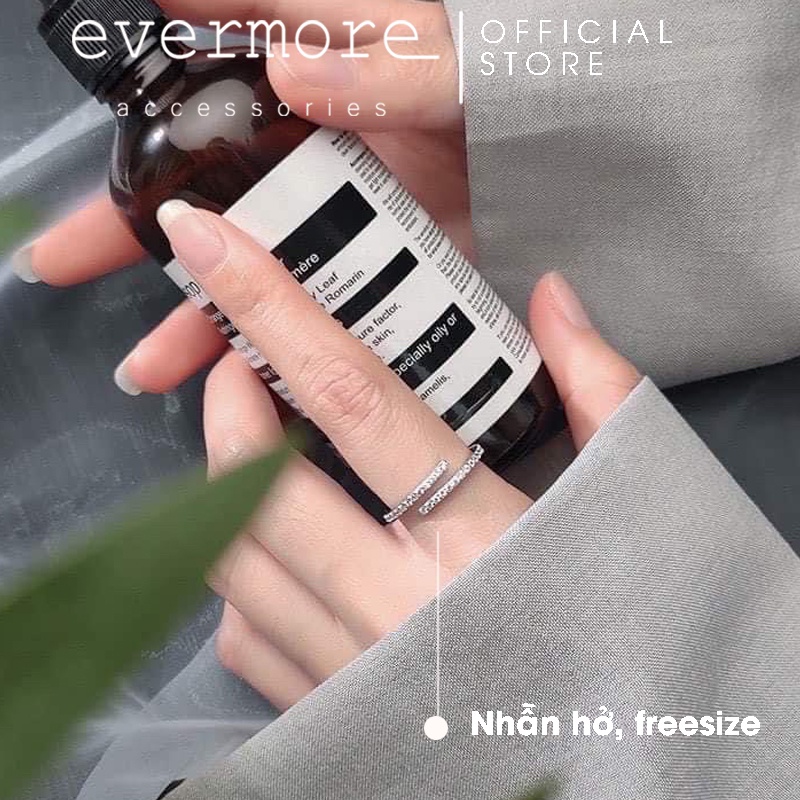 Nhẫn bạc EVERMORE, nhẫn bạc Ý 925 đá hai nhánh Hold Me thanh lịch, minimalism - N053