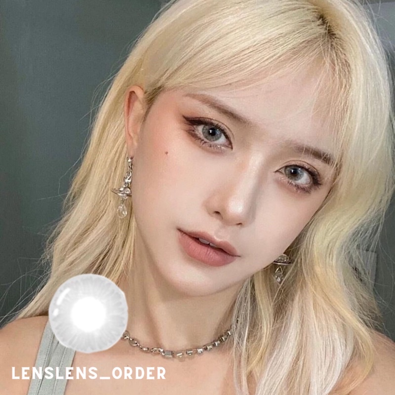 Lens Mắt Kính Áp Tròng Xám Tây Cá Tính Đủ Độ Cận
