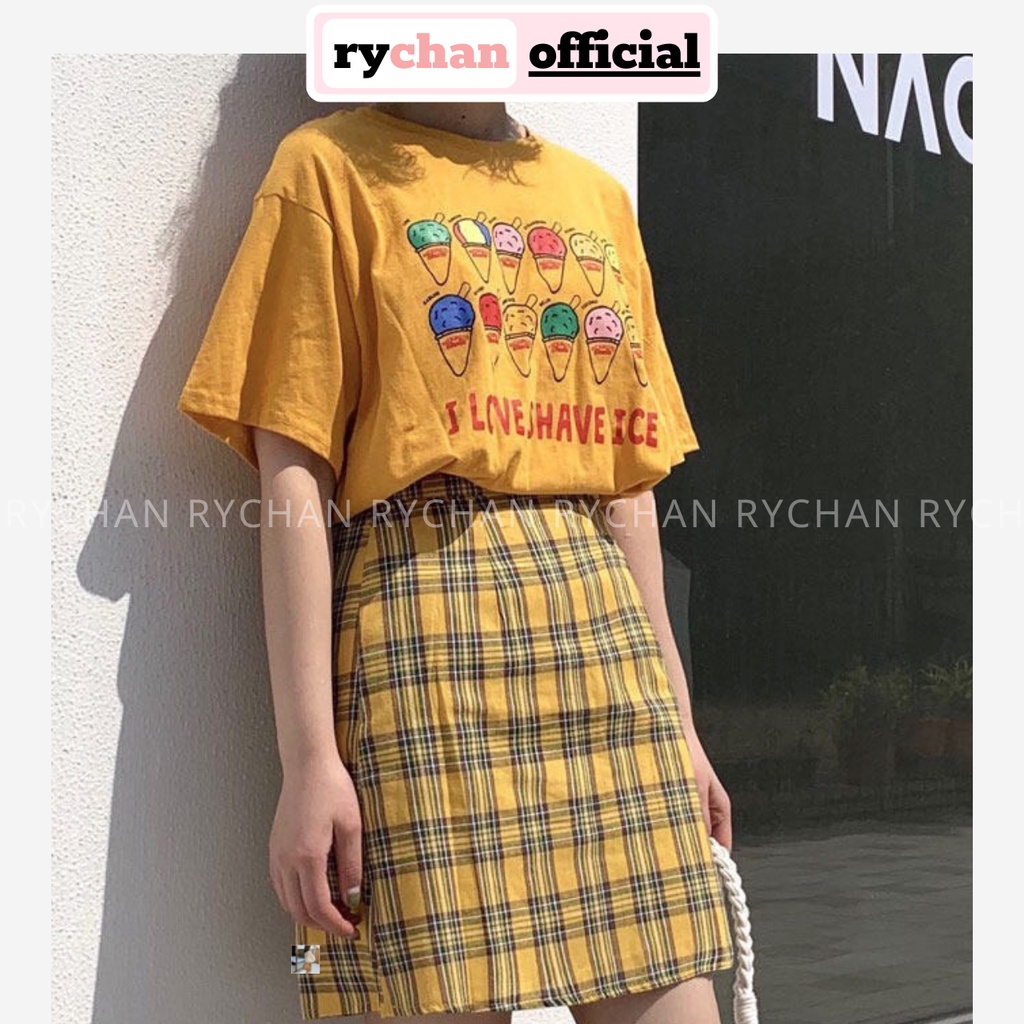 Set Vàng Dễ Thương Chân Váy Mix Áo Thun Kem [ẢNH THẬT CUỐI] - SE090