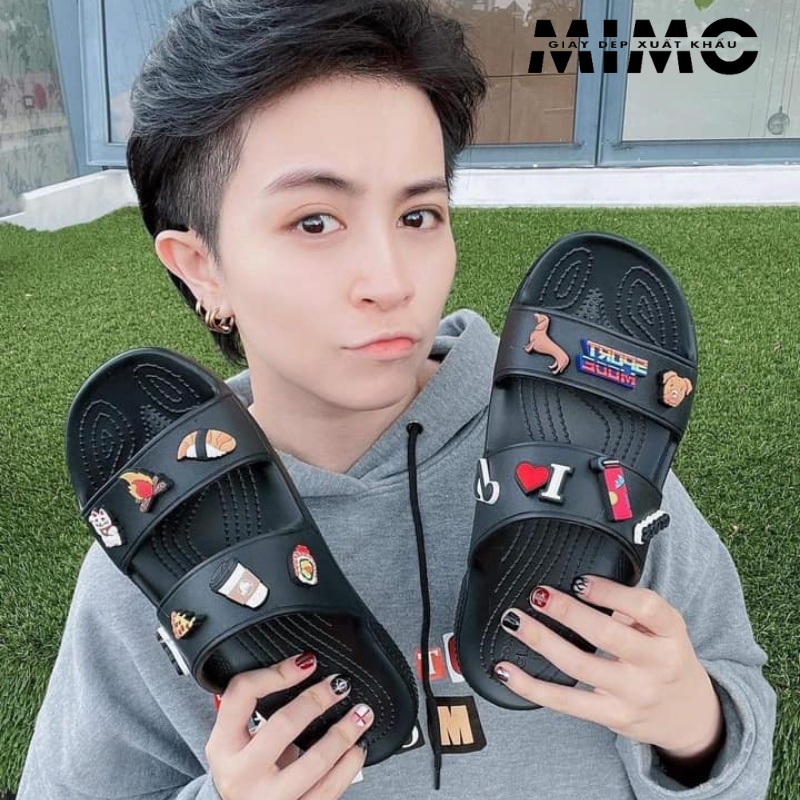 [Tặng 10 jibit] - Dép Lê 2 Quai Màu Đen Cực Êm Mềm Nhẹ, Full Box Xịn Xò
