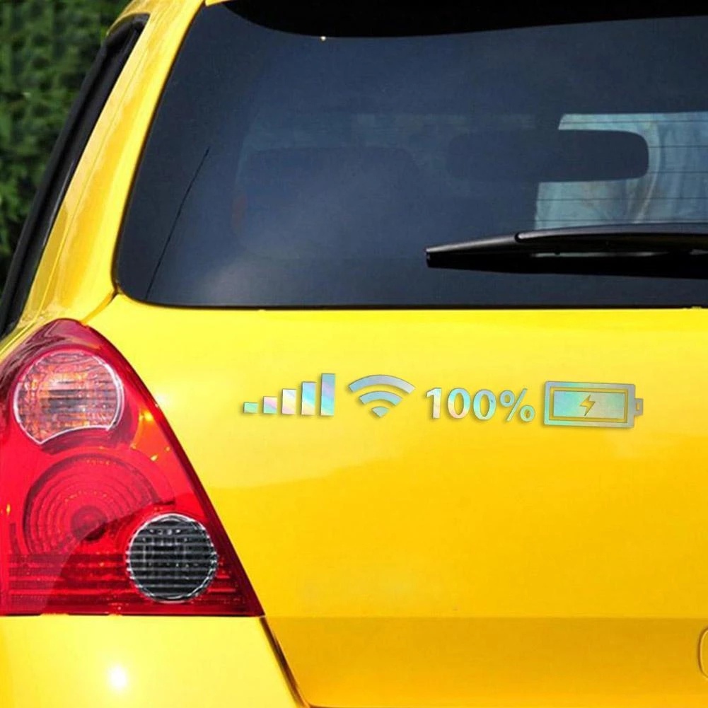 Tem Decal Trang Trí Xe Hơi Hình Vạch Sóng Wifi Phản Quang