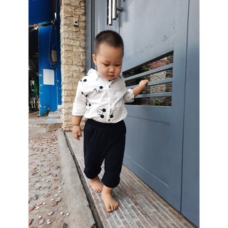 set sơ mi micky mix quần dài đen cho bé trai
