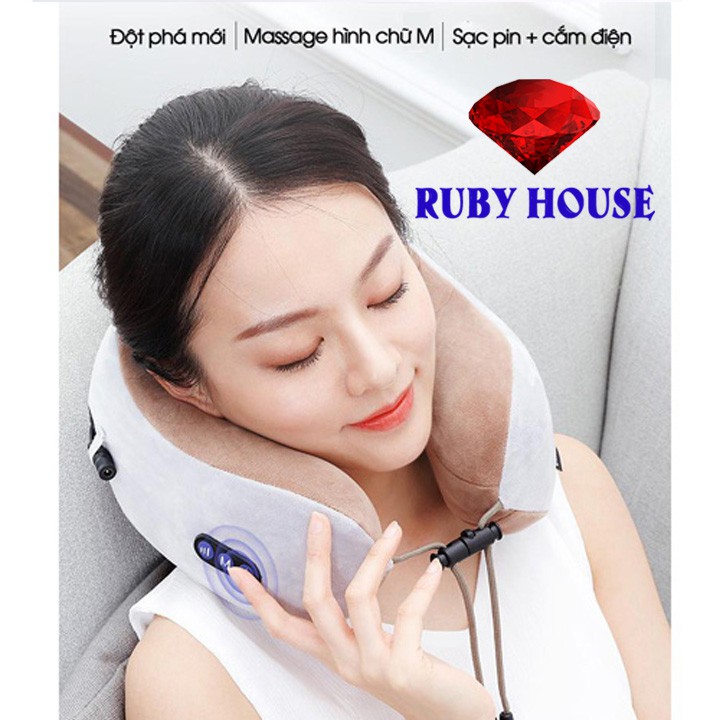 [BH 1 đổi 1]Gối massage cổ chữ U, gối massage cổ vai gáy cực hiệu quả-Ruby House