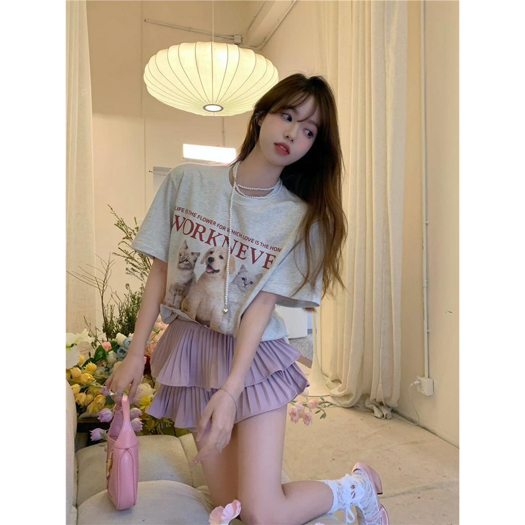 62078 Áo Thun Tay Ngắn Cotton Tinh Khiết In Hình Dễ Thương