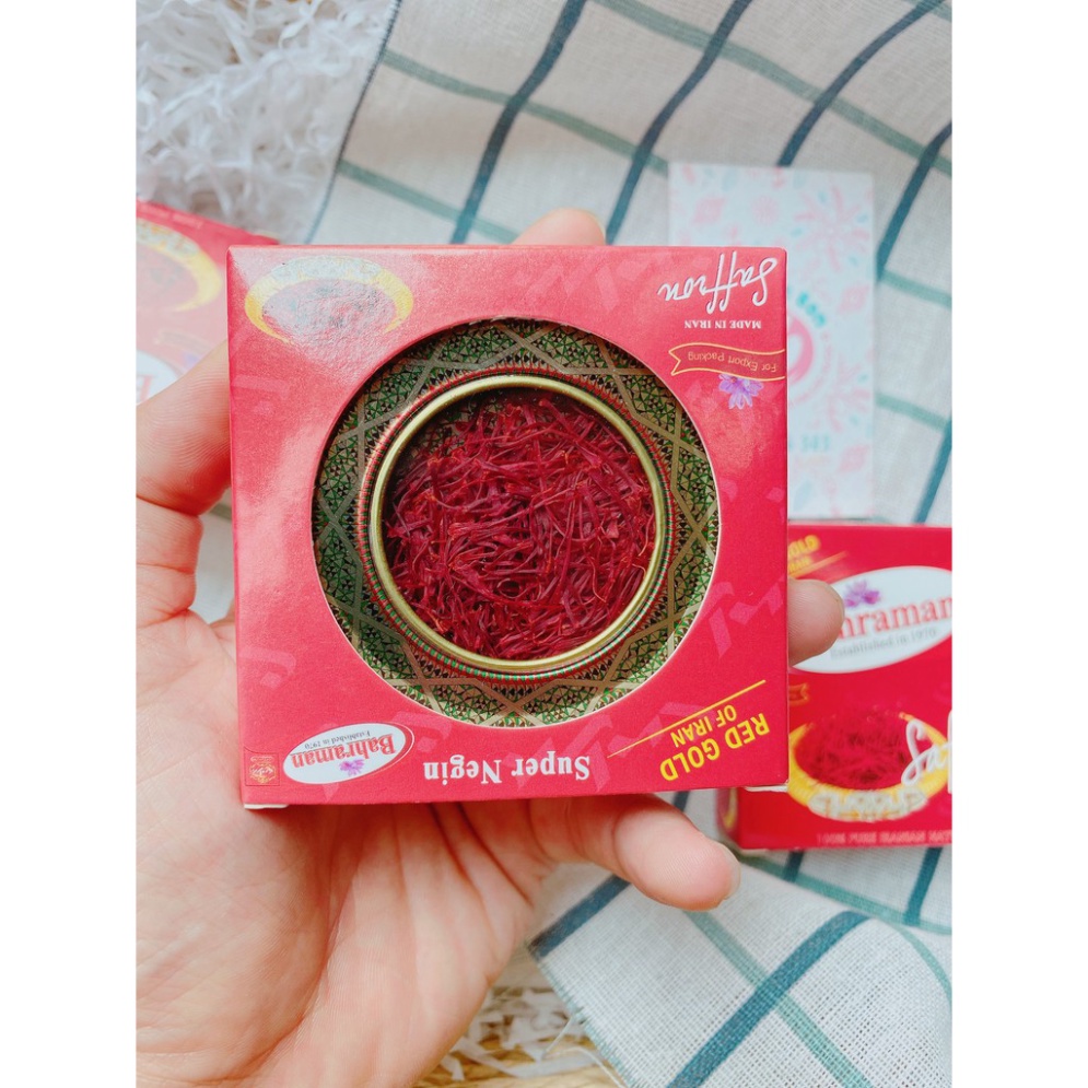 [CHÍNH HÃNG] Nhụy Hoa Nghệ Tây Saffron Bahraman Super Negin Hộp 1G sản xuất tại Iran