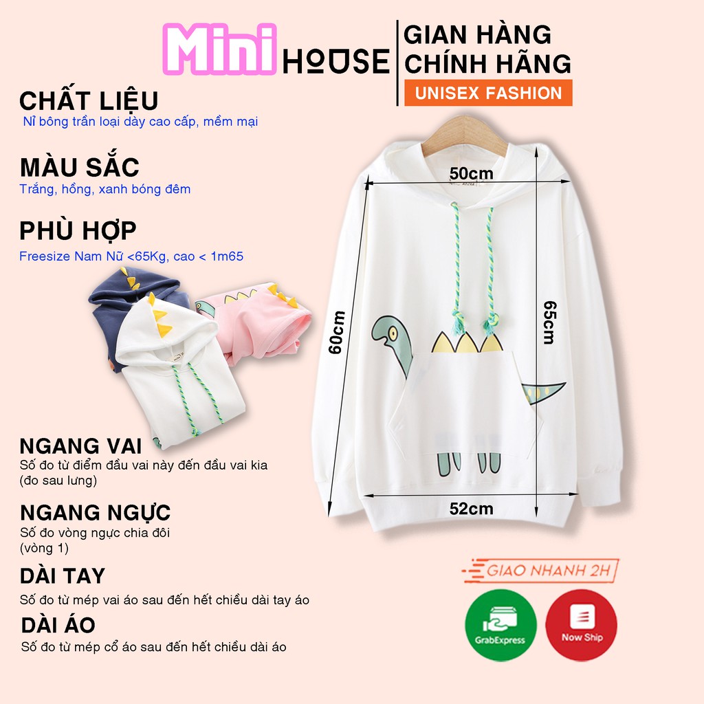 Áo Hoodie Unisex nam nữ ZAMAC dáng Sweater dài tay hình khủng long Ulzzang ZAK1 | BigBuy360 - bigbuy360.vn