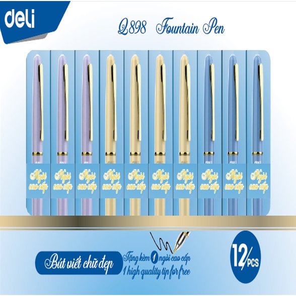 Bút máy học sinh Deli - Thiết kế trẻ trung, ngòi bút chất lượng cao, màu sắc hiện đại - kèm ngòi - CQ898