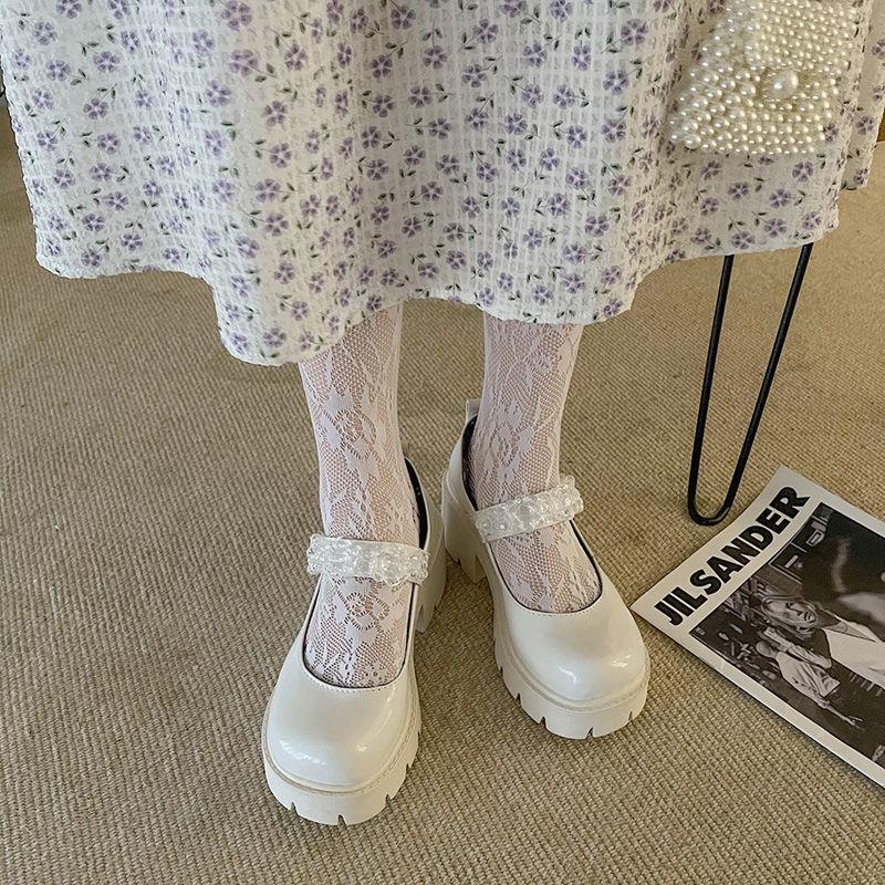 Giày Búp Bê Mary Jane Đế Dày Mềm Đính Đá Pha Lê Phong Cách Lolita Sành Điệu Dành Cho Nữ 2021