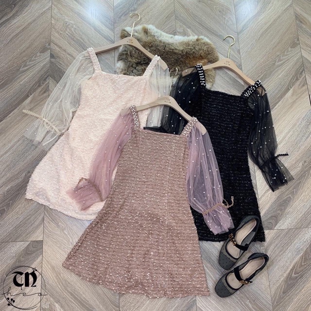 [Mã FAGREEN1505 giảm 10% tối đa 30K đơn 99K] Váy dạ tay voan đính Ngọc - quảng châu | BigBuy360 - bigbuy360.vn