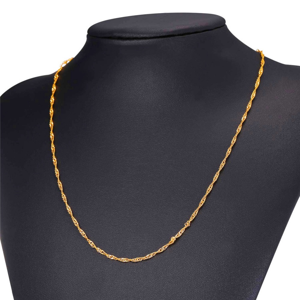 Dây chuyền titan không gỉ dây xoắn dẹp thời trang mạ vàng sang trọng