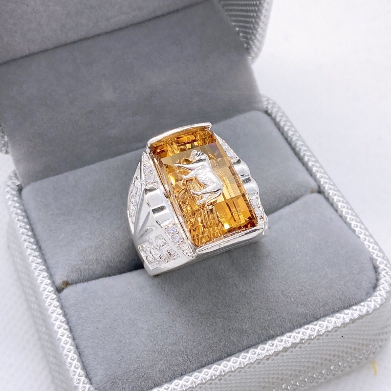 Nhẫn nam đá màu vàng đẹp nhiều mẫu tự chọn đủ size