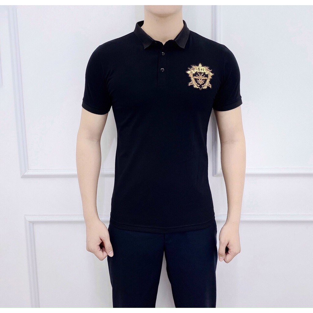 Áo Polo Nam Cổ Bẻ Thêu Kim Sa Đính Đá (𝑪𝒉𝒂̂́𝒕 𝒄𝒐𝒕𝒕𝒐𝒏 100% )