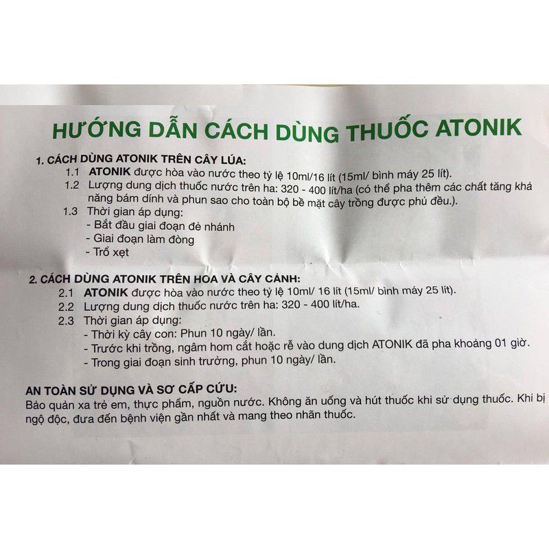 Atonik chai 100ml,kích thích tăng trưởng, ra rễ, cho hoa lan, hoa hồng, cây cam quýt cây ăn trái, lúa