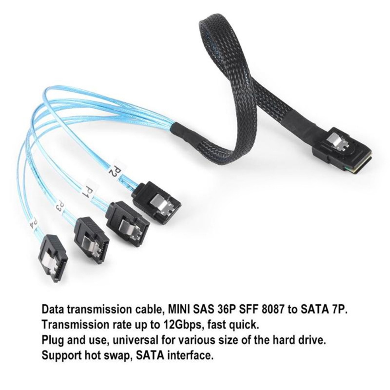 Cáp Nối Bên Trong Mini 36Pin (SFF-8087) Male Sang 4 7Pin Female Cho Máy Chủ, Raid Card