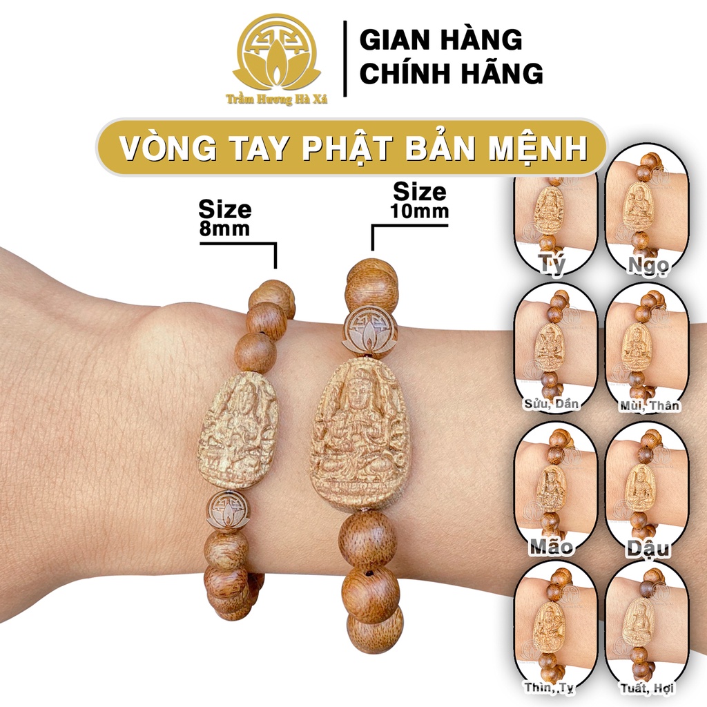 Vòng tay nam nữ mặt phật bản mệnh phong thủy trầm hương HÀ XÁ may mắn và bình an