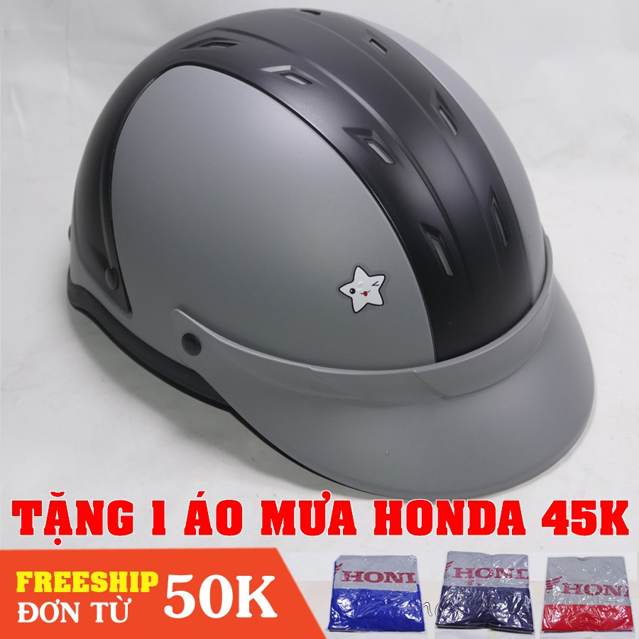 [Tặng áo mưa Honda] Nón bảo hiểm mỏ kết màu, phối 2 màu đẹp đục nhiều lỗ thoáng khí TA39