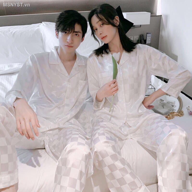 Bộ Pyjama Lụa Dài Tay Phù Hợp Cả Nam Và Nữ, Bộ Đồ Ngủ Dài Tay Chất Lụa Gấm Cao Cấp