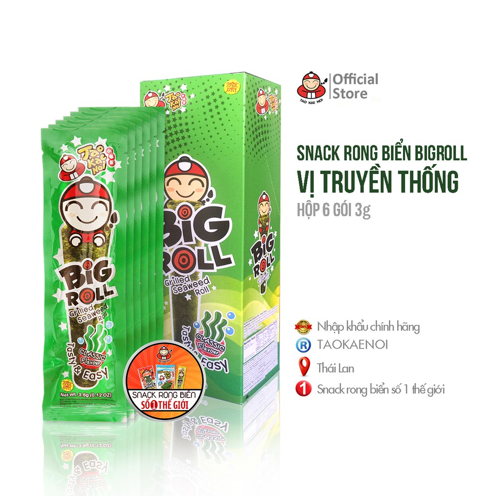 Thùng Snack Rong Biển Taokaenoi BIG ROLL Nhiều Vị