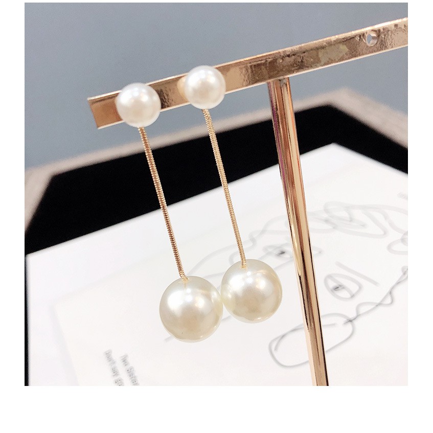 Bông tai, Khuyên tai nữ bạc 925 đính ngọc trai nhân tạo dáng dài