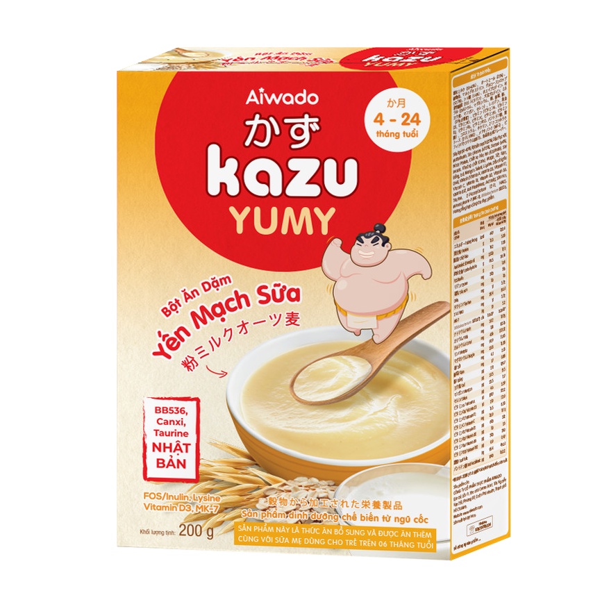 Bột ăn dặm Aiwado Kazu Yumy yến mạch sữa 200g (trên 4 tháng)