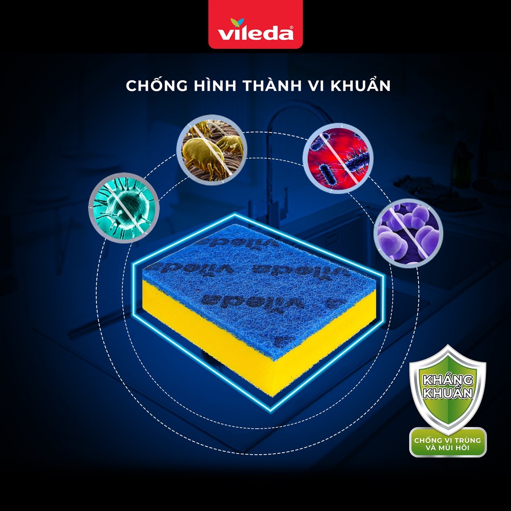 [Mã BMBAU50 giảm 7% đơn 99K] Mút rửa chén chống xước bát đĩa VILEDA gói 5 miếng - TSU156160