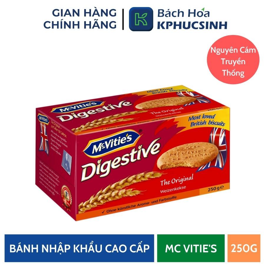 Bánh quy lúa mì nguyên cám truyền thống Mcvitie's Digestive orginal 250g KPHUCSINH - Hàng Chính Hãng