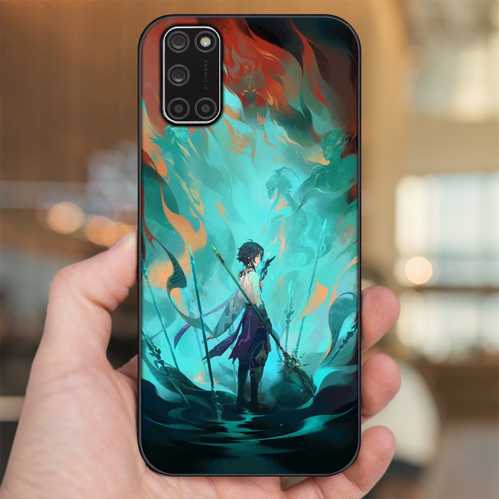 Ốp lưng Oppo A52, A92 viền đen in hình Xiao Genshin Impact