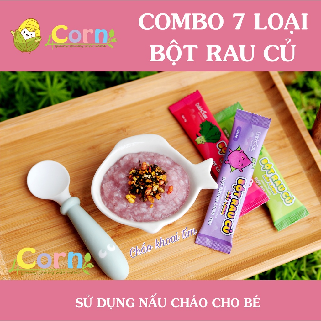 Combo 7 bột rau củ sấy lạnh Dalahouse chế biến ăn dặm - Cho bé 5m+