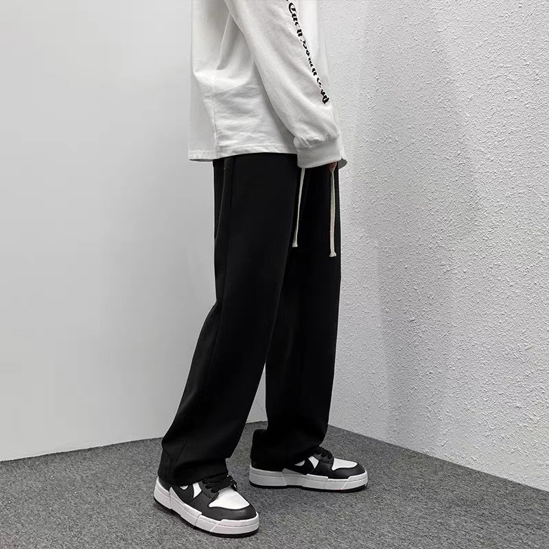 Quần Ống Suông APT Unisex - Quần Ống Rộng Trơn Chất Liệu Vải Cotton Dệt Tổ Ong Phong Cách Hàn Quốc