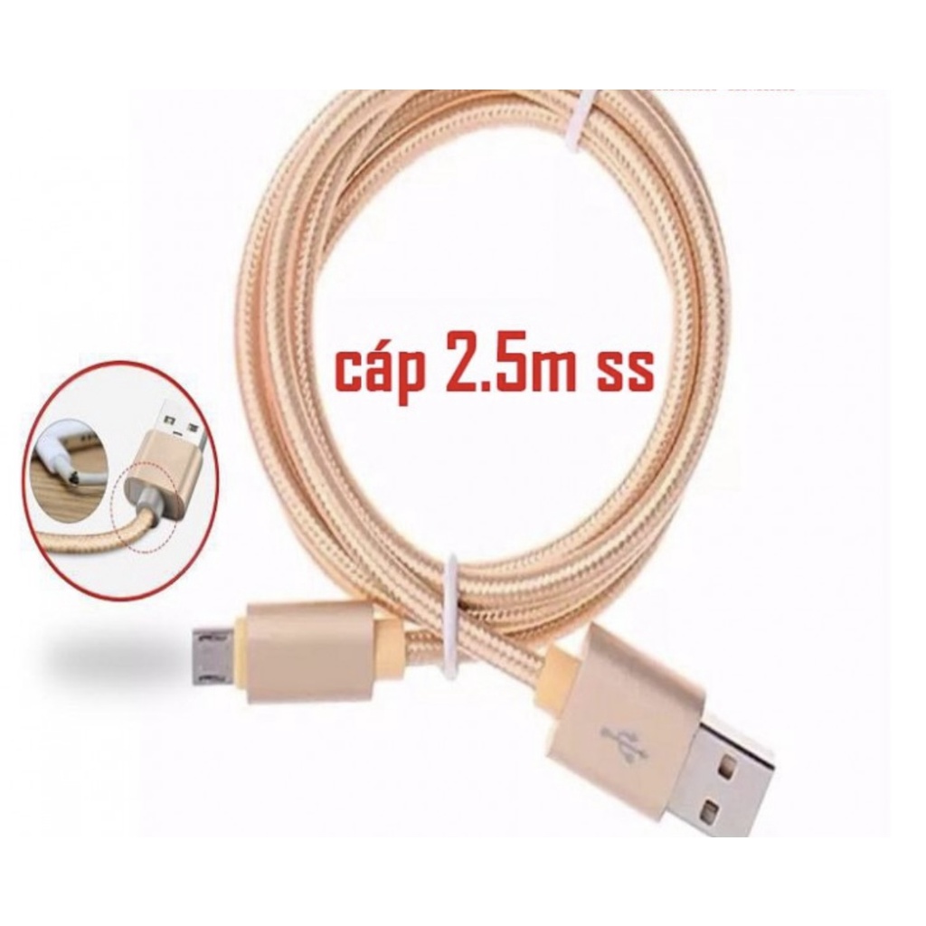 Cáp sạc iphone 2,5m bọc dù