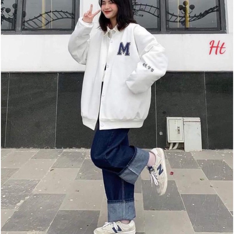 Áo khoác bomber M tay chữ hàn HT0721