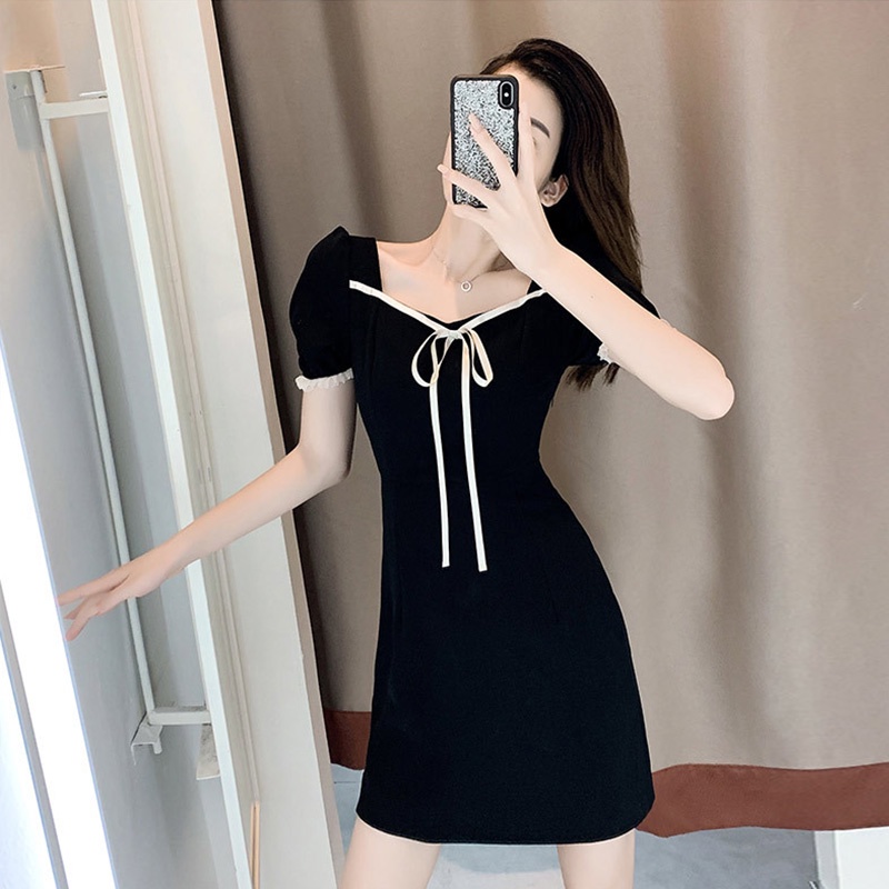 Đầm YEYA tay phồng lưng cao thời trang Pháp đơn giản dành cho nữ