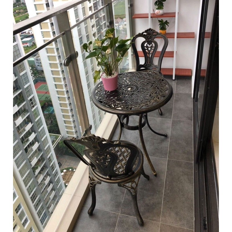 Bộ bàn ghế ban công nhôm đúc 1 bàn 2 ghế