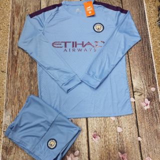 Xả lỗ vốn bộ quần áo đá bóng mancity tay dài (dài tay)