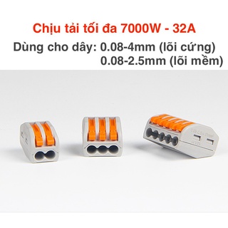 Cút nối dây điện nhanh pct-212,213,214,215 - chịu tải 32a đầu khớp nối dây điện không cần tuốt dây ptc 2-2
