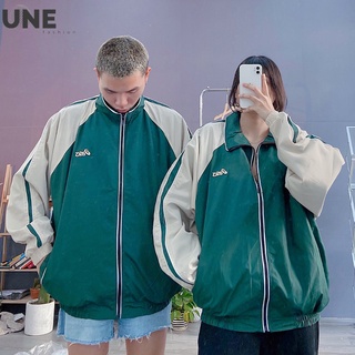 Áo khoác dù gió nam nữ 2 lớp màu xanh rêu tay kẻ , áo khoác dù khoá kéo nam nữ xanh ve chai tay phối