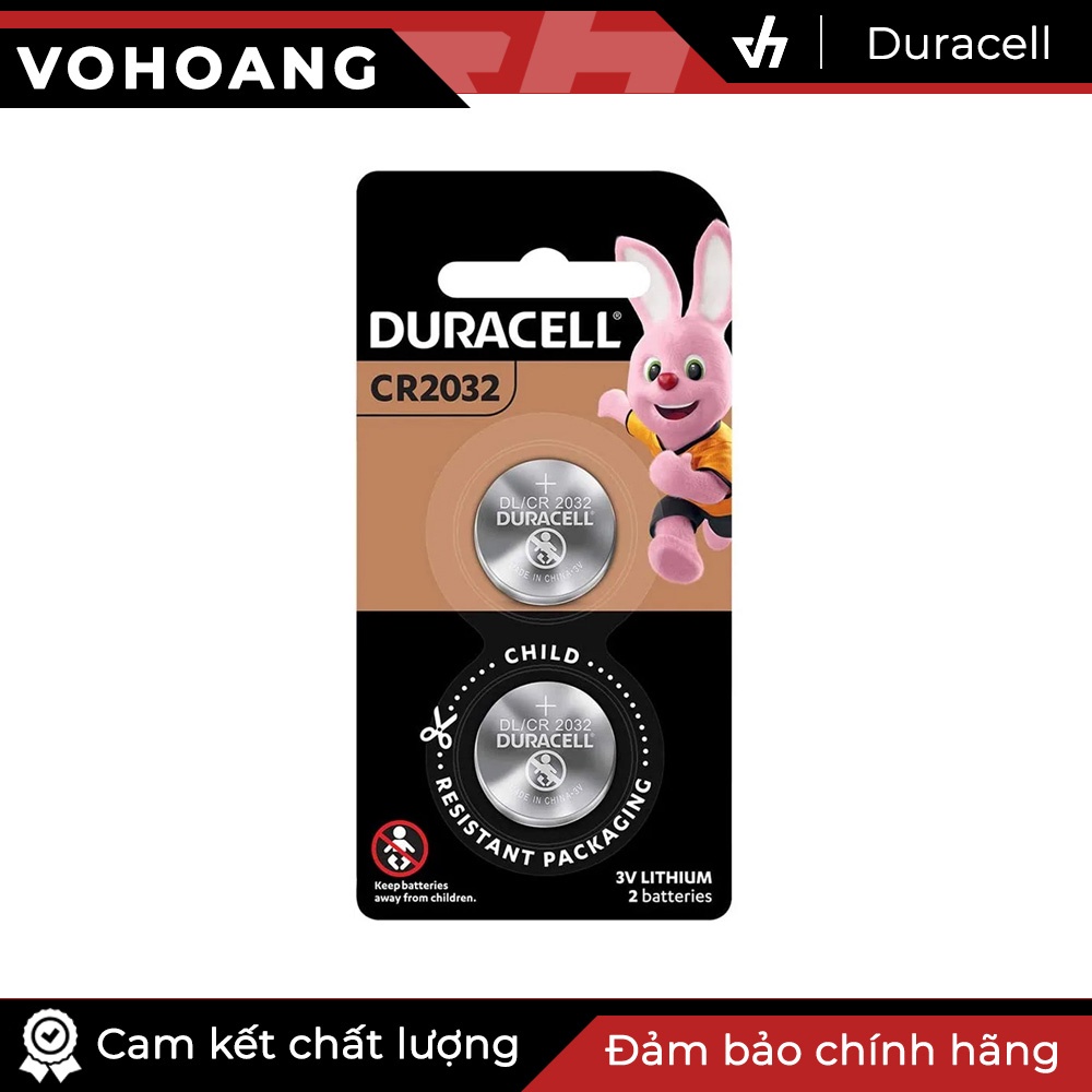 Vỉ 2 viên pin CR2032 Duracell chính hãng