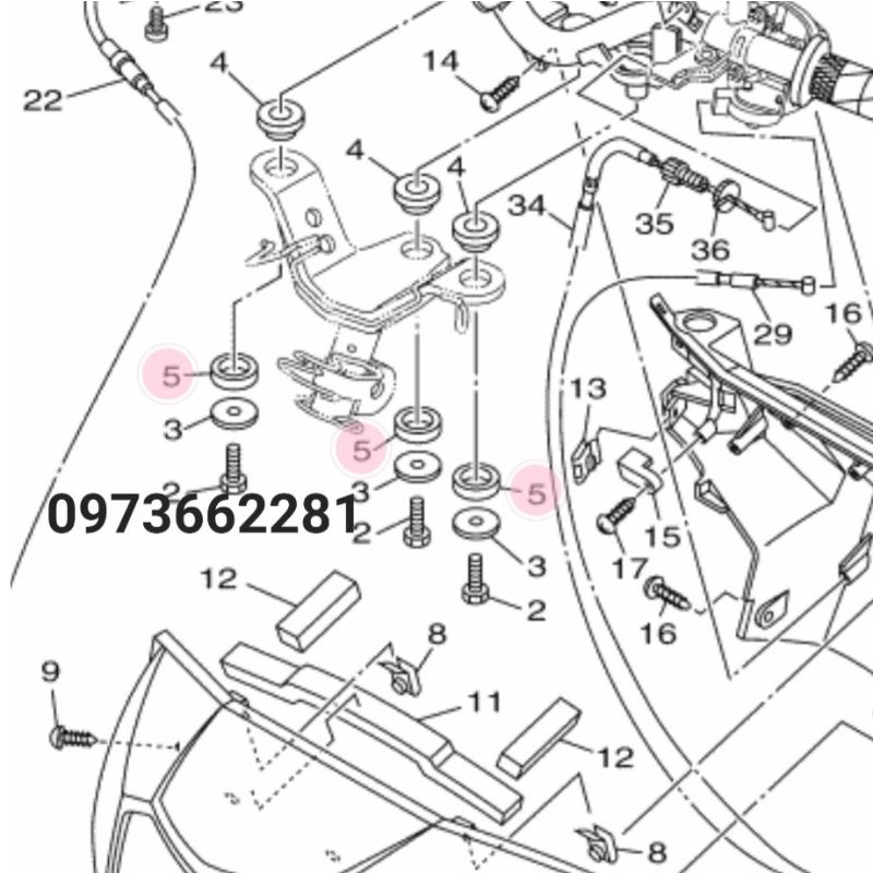 Vòng cao su đệm ghi đông sọ khỉ , bắt tay tái EXCITER 135 2006-2014