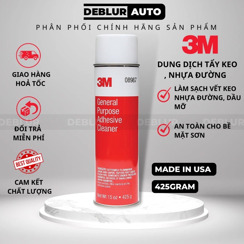 [3M Chính Hãng] Chai xịt tẩy keo, tẩy nhựa đường ô tô, keo băng dính, decal General Purpose Adhesive Cleaner 3M 08987