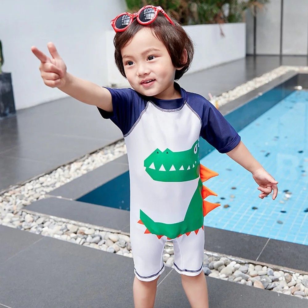 Bộ đồ bơi một mảnh thiết kế hình con cá sấu hoạt hình dành cho bé trai