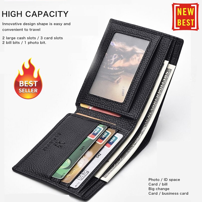 Ví nam da PU / Ví ngắn nam Cool Boys Ví đựng thẻ độc đáo giá rẻ - Màu đen