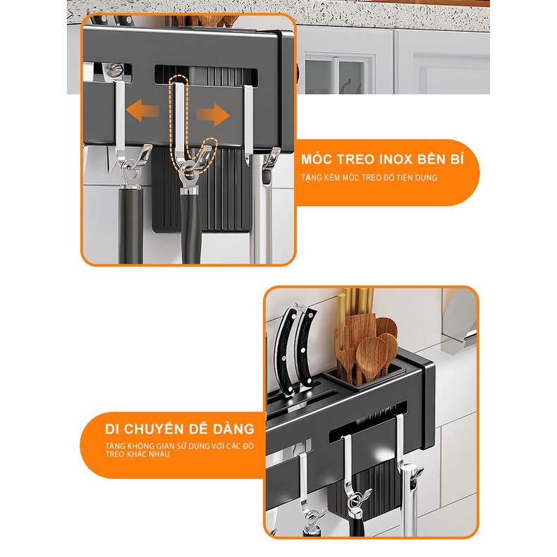 Giá để đồ đa chức năng bằng thép không gỉ nhà bếp, giá để dao và giá để đũa