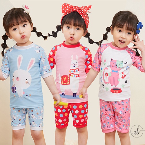 Đồ bơi bé gái, áo ngắn tay, quần lửng với 3 mẫu xinh xắn (7-30kg)(1-9 tuổi)