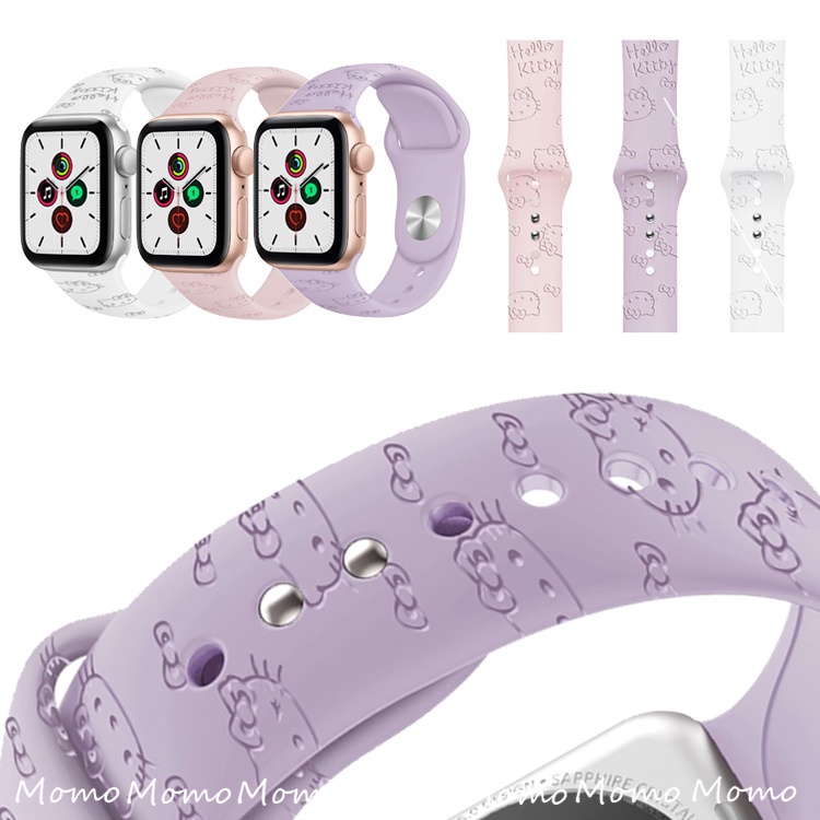 Dây Đeo Đồng Hồ Họa Tiết Hoạt Hình Kitty Cho Smart Watch Series 7 6 Se 5 4 3 2 1 45mm 41mm 44mm 40mm 42mm 38mm